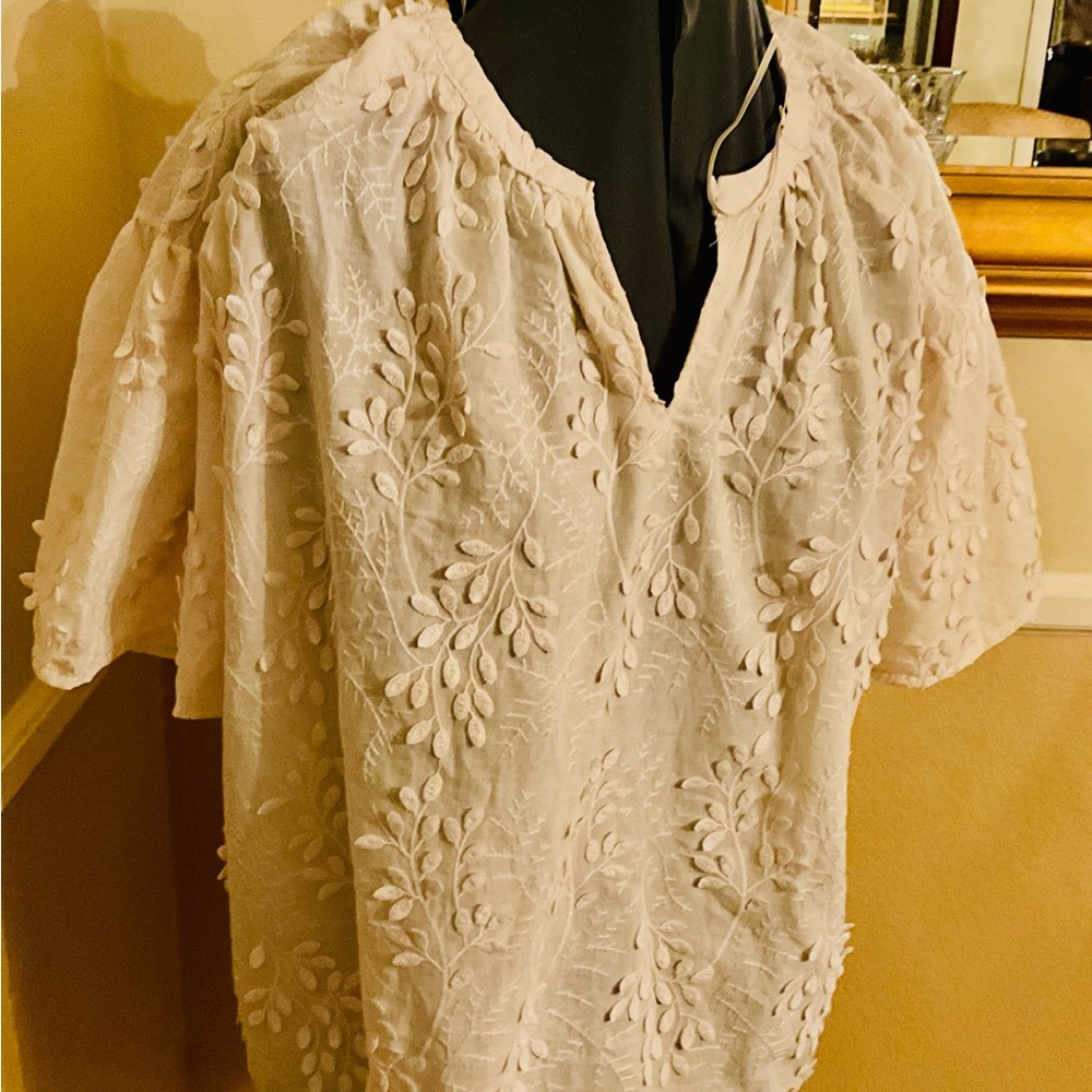 Elegant Cream Embroidered Women's Top